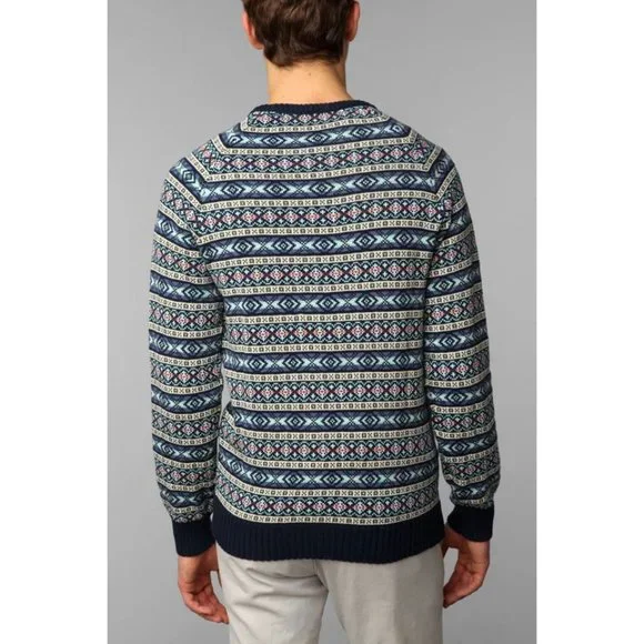 014 Urban Outfitters CPO Spring Fair Isle Striped Pullover Sweater sz M Men's - Picture 10 of 11